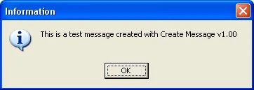 Example message created with Create Message Pro showing a simple notification